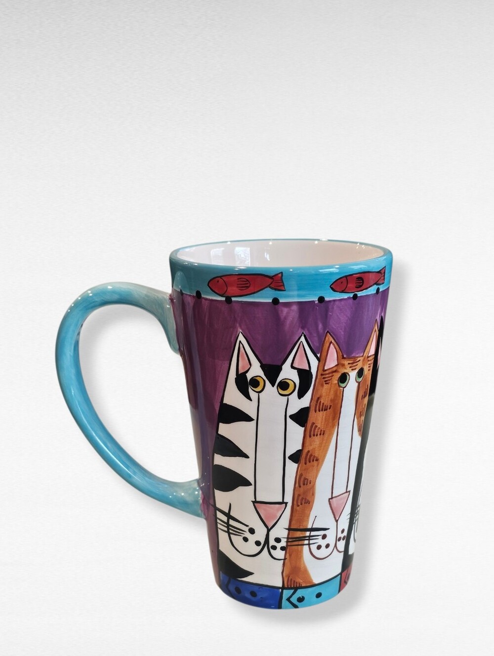 Catzilla Hand Painted Colorful Cats Tall Mug by Candace Reiter